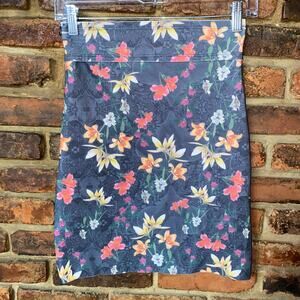 Luigi Bertolli City Gray Floral Side-Zip Mini Skirt Women's Size Small